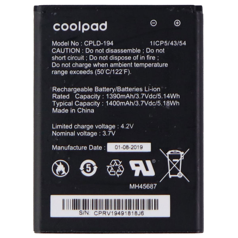 Coolpad OEM Rechargeable 3.7V 1390/1400mAh Battery - Black (CPLD-194) - Coolpad - Simple Cell Shop, Free shipping from Maryland!
