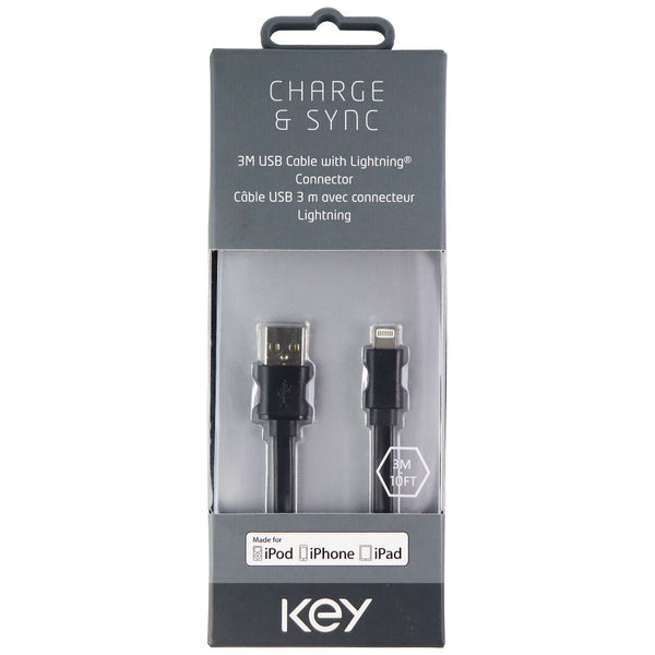 Key (10-Foot) MFi Certified Lightning 8-Pin to USB Cable for iPhone - Black