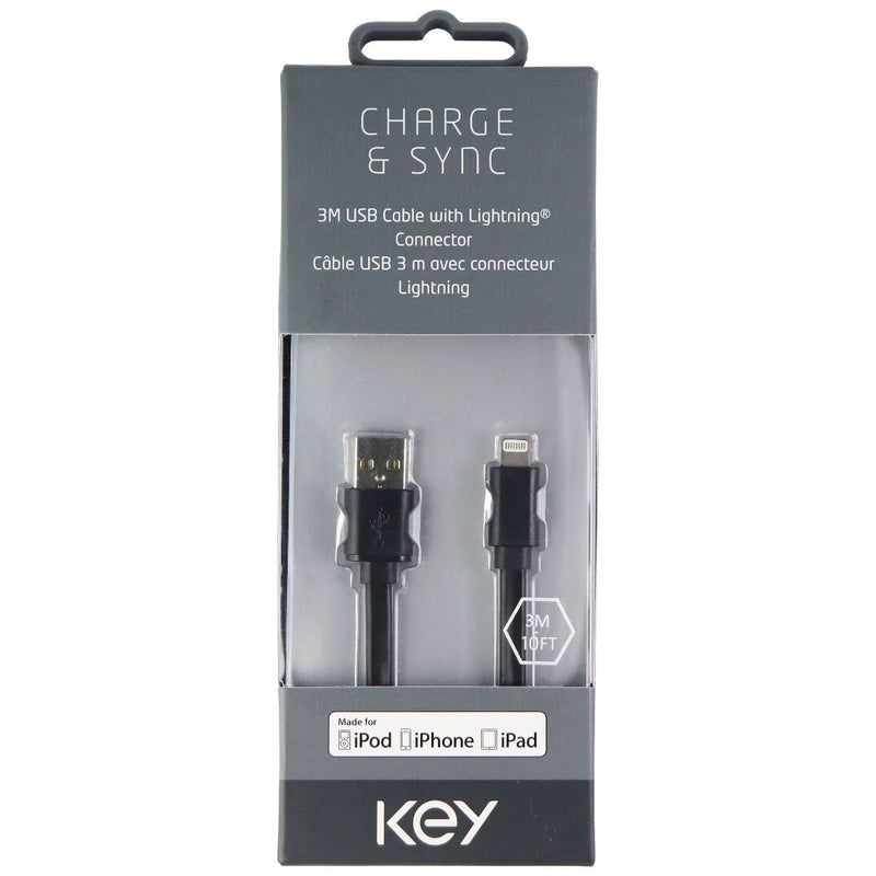 Key (10-Foot) MFi Certified Lightning 8-Pin to USB Cable for iPhone - Black