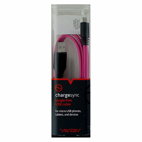 Ventev (575076) 3.3ft Chargesync Tangle-free Cable for Micro USB Devices - Pink - Ventev - Simple Cell Shop, Free shipping from Maryland!
