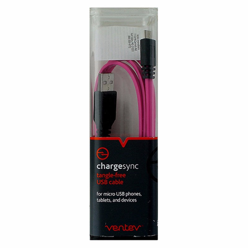 Ventev (575076) 3.3ft Chargesync Tangle-free Cable for Micro USB Devices - Pink - Ventev - Simple Cell Shop, Free shipping from Maryland!