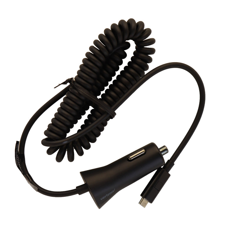 Verizon Coiled Car Charger with Micro-USB Connector and Extra USB Port - Black - Verizon - Simple Cell Shop, Free shipping from Maryland!