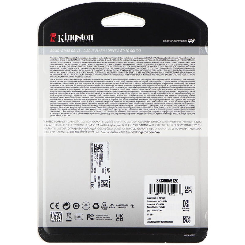 Kingston KC600 512GB 2.5 Inch SATA3 Solid State Drive (3D TLC)