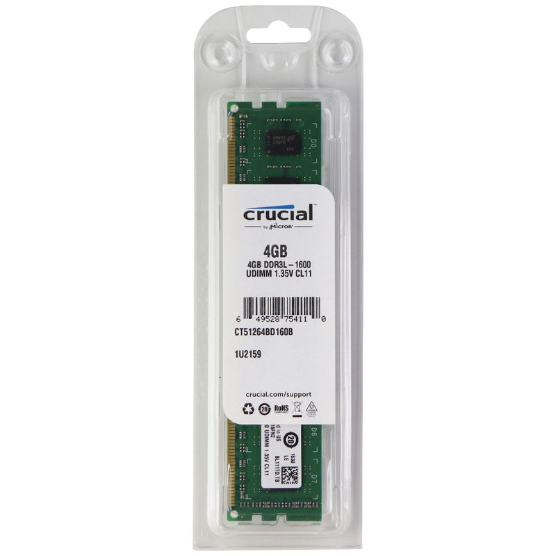 Crucial RAM 4GB DDR3L 1.35V 1600 MHz CL11 Desktop Memory CT51264BD160B - Crucial - Simple Cell Shop, Free shipping from Maryland!