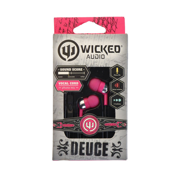 Wicked Audio Wired In-Ear Deuce Earbuds Headphones with Phone Mic - Pink / Black - Wicked Audio - Simple Cell Shop, Free shipping from Maryland!