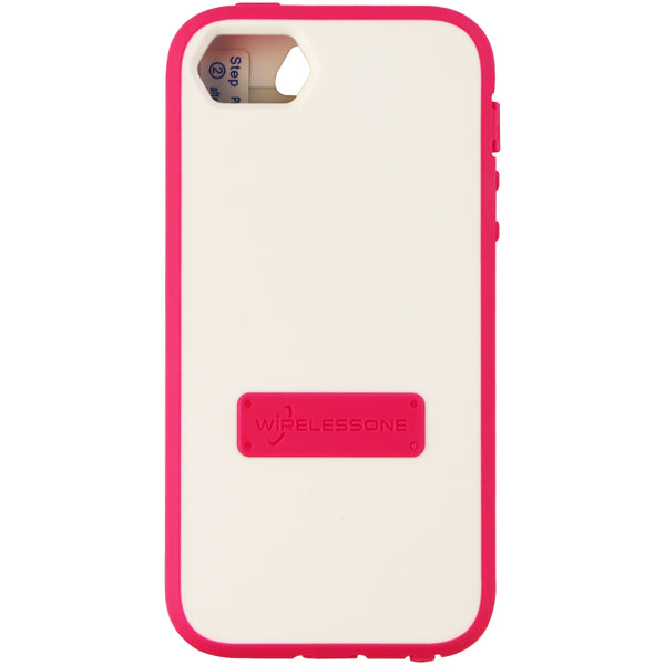 WirelessOne Contour Series Protective Case Cover for iPhone SE 5S 5 - Pink White - Wireless One - Simple Cell Shop, Free shipping from Maryland!