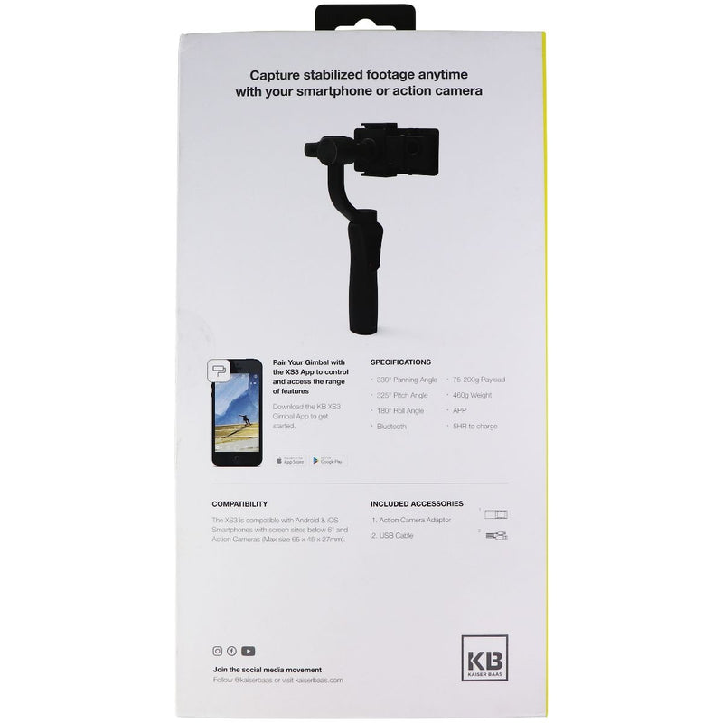 Kaiser Baas XS3 3-Axis Stabilized Gimbal for Smartphones & Action Cam (KBA13111) - Kaiser Baas - Simple Cell Shop, Free shipping from Maryland!