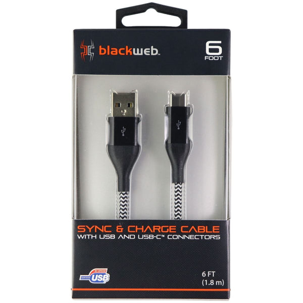 Blackweb (6-Foot) USB to USB-C Charge/Sync Braided Cable - Black / White - BlackWeb - Simple Cell Shop, Free shipping from Maryland!
