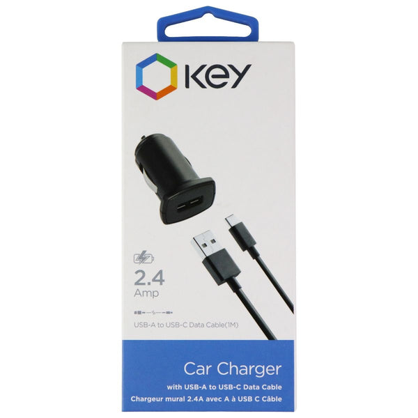 Key Car Charger with 3ft. USB-A to USB-C Data/Charge Cable - Black - Key - Simple Cell Shop, Free shipping from Maryland!