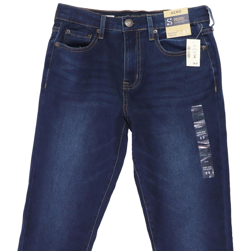 AEROPOSTALE Seriously Stretchy High Rise Jeggings - Blue Denim (Size: 8R)