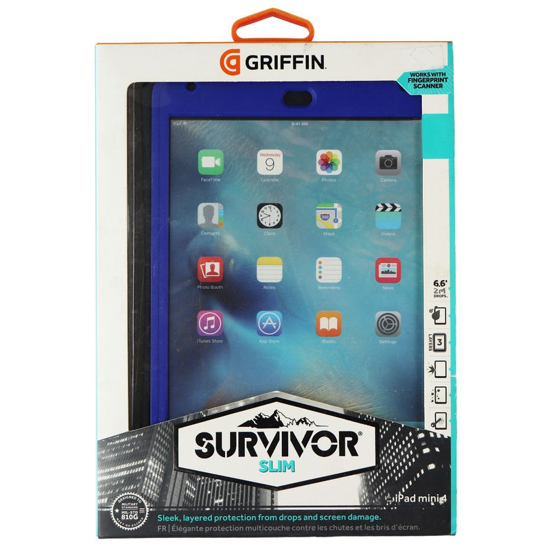 Griffin iPad Mini 4 Case with Built-in Stand, Black and Blue Survivor Slim - Griffin - Simple Cell Shop, Free shipping from Maryland!