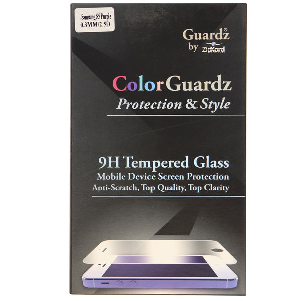 ZipKord ColorGuardz 9H Tempered Glass for Galaxy S5 with Metallic Purple Border - ZipKord - Simple Cell Shop, Free shipping from Maryland!