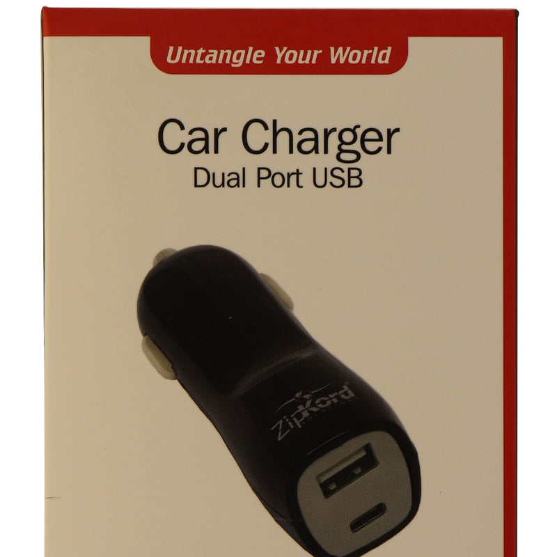 ZipKord 3-Amp Dual Port Vehicle Car Charger with USB-C and USB Ports - Black - Zipkord - Simple Cell Shop, Free shipping from Maryland!