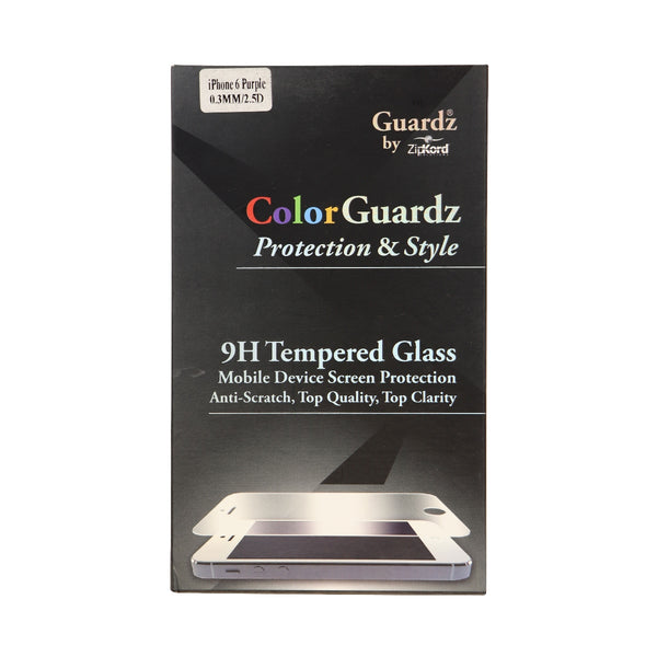 ZipKord ColorGuardz 9H Tempered Glass for iPhone 6s 6 - Metallic Purple Border - ZipKord - Simple Cell Shop, Free shipping from Maryland!
