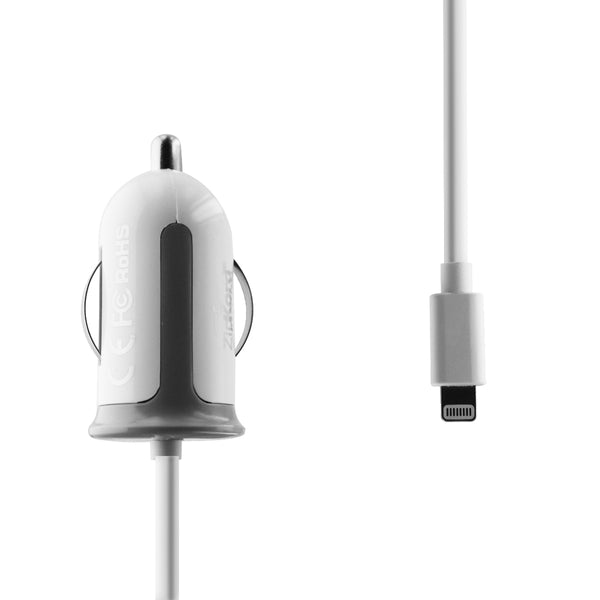 ZipKord 2.4A 3-Foot Car Charger for iPhones - White/iPhone X 8 7 - ZipKord - Simple Cell Shop, Free shipping from Maryland!