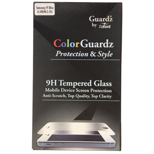 ZipKord ColorGuardz 9H Tempered Glass for Galaxy S5 w/ Metallic Blue Border Trim - ZipKord - Simple Cell Shop, Free shipping from Maryland!