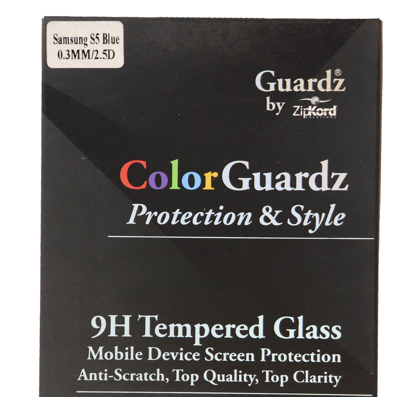 ZipKord ColorGuardz 9H Tempered Glass for Galaxy S5 w/ Metallic Blue Border Trim - ZipKord - Simple Cell Shop, Free shipping from Maryland!