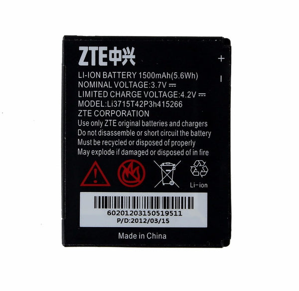 ZTE Rechargeable 1500mAh OEM Battery (Li3715T42P3H415266) Avail Z990 N780 V881 - ZTE - Simple Cell Shop, Free shipping from Maryland!