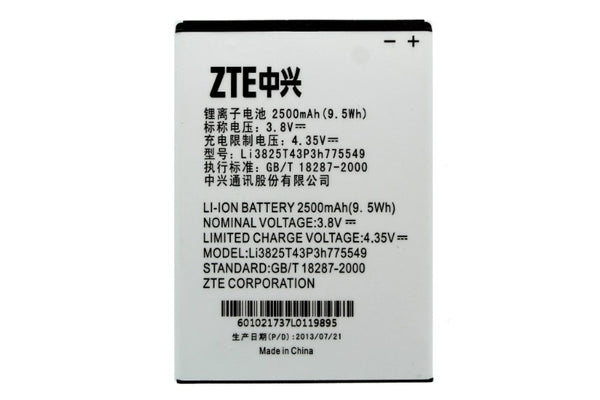 ZTE 2500mAh Replacement Battery (Li3825T43P3h775549) for Select ZTE Smartphones - ZTE - Simple Cell Shop, Free shipping from Maryland!